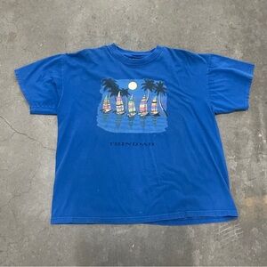 Vintage 1990s Trinidad Boat Sailing T-Shirt Blue Size X-Large Shirt Unisex